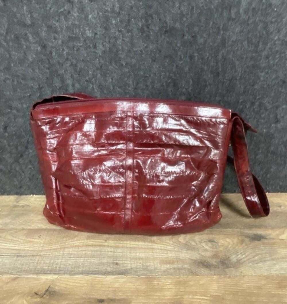 Burgundy Eel Skin Hobo Purse with Suede Interior